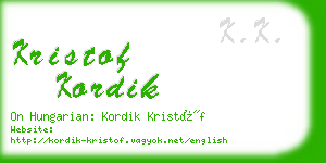 kristof kordik business card